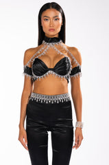 DRENCHED IN DIAMONDS SATIN BRA TOP
