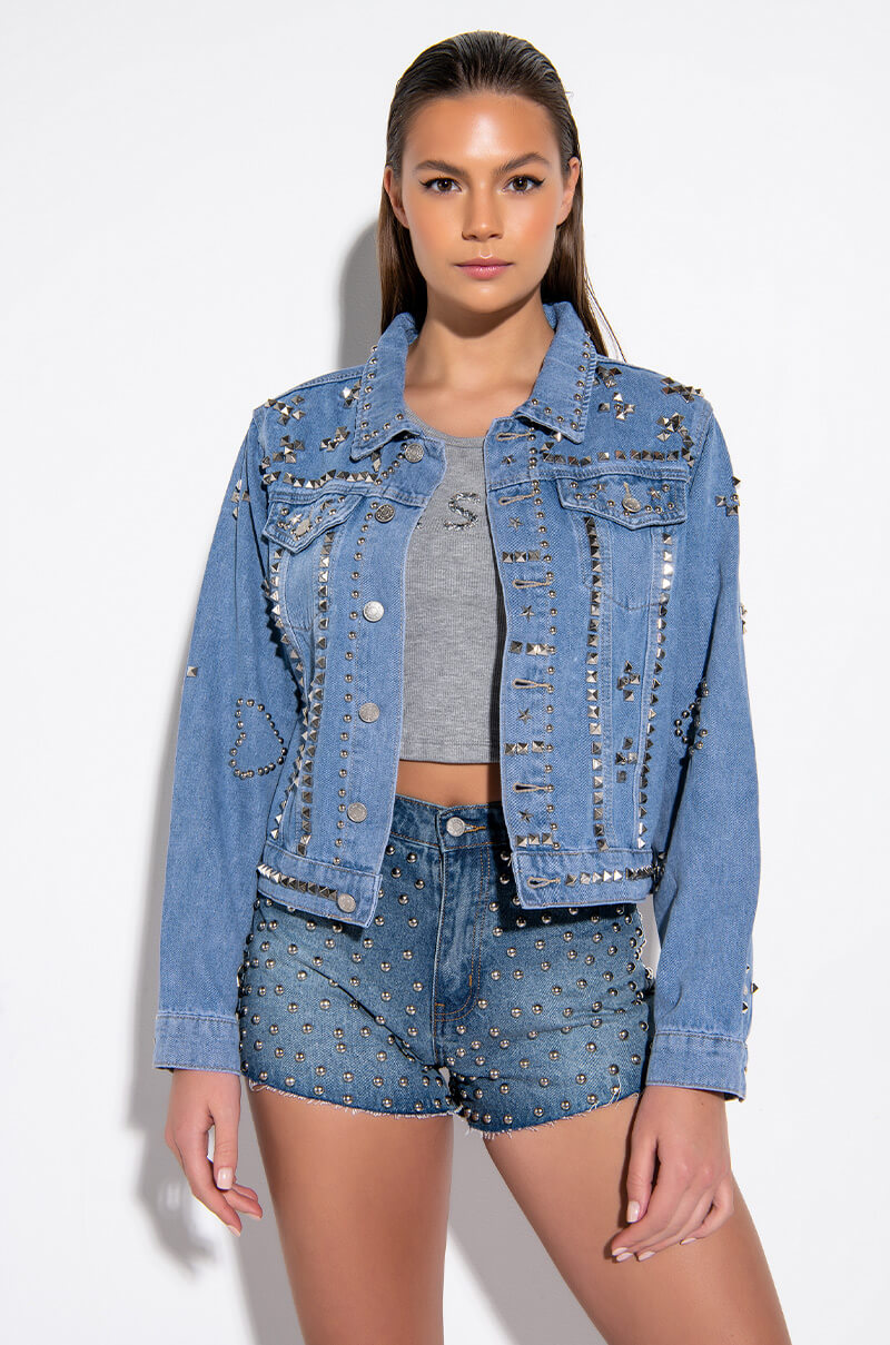DROPLET STUD DENIM SHORTS