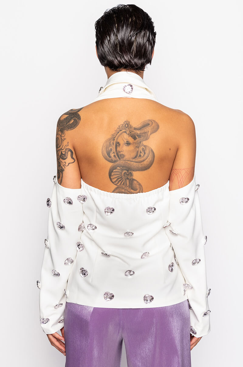 EASY ON ME WHITE HALTER BLAZER