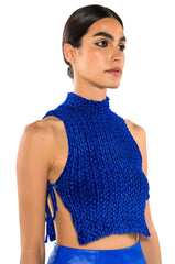 ECHO SMOCKED VELVET SLEEVELESS TOP