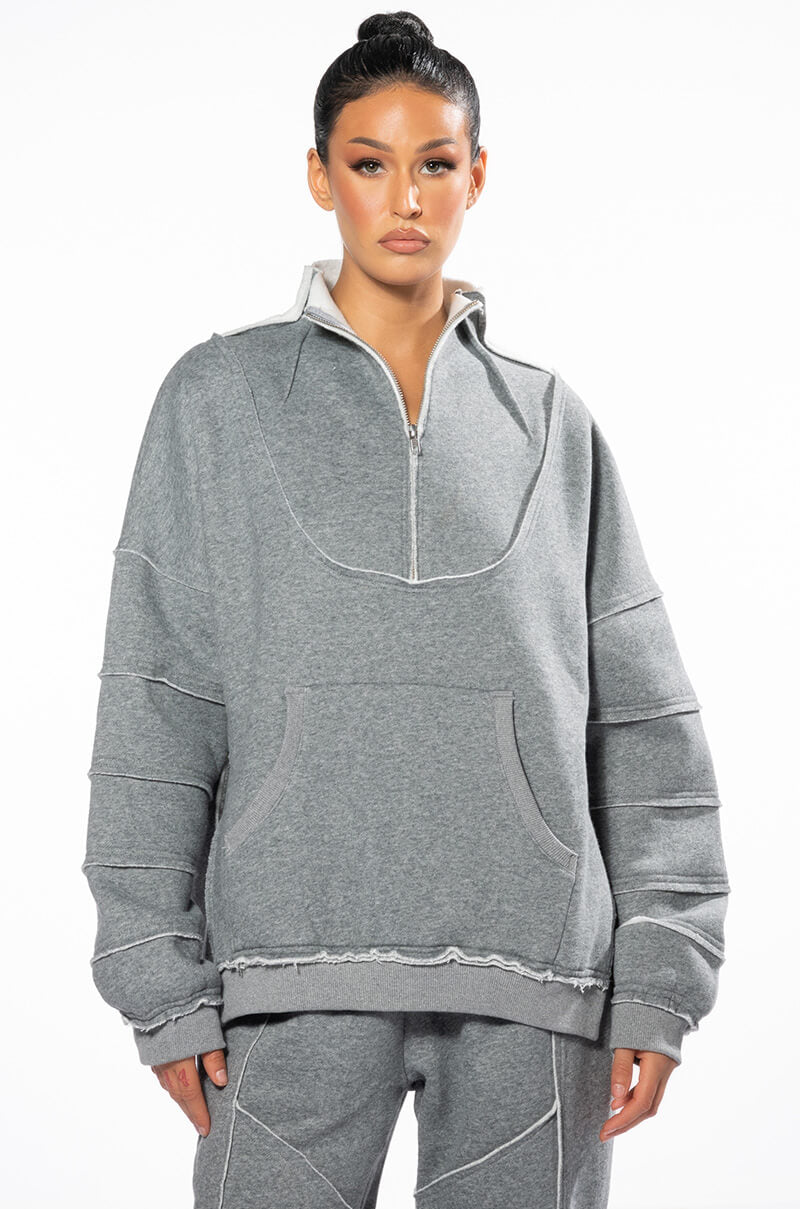 EFFORTLESS OVERSIZED HALF ZIP SWEATSHIRT