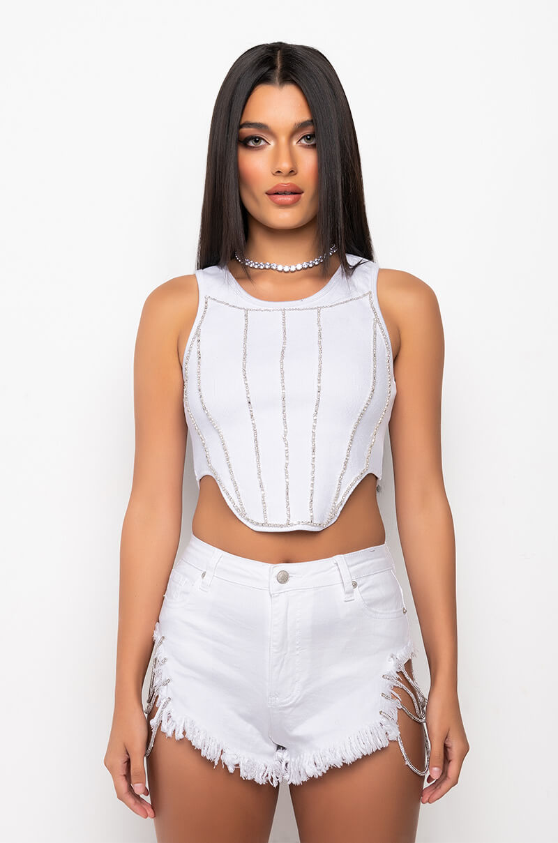 ELECTRIC BODY CROP RIBBED TANK