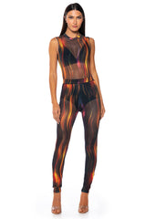 ELECTRIC FEVER RUCHED MESH LEGGING
