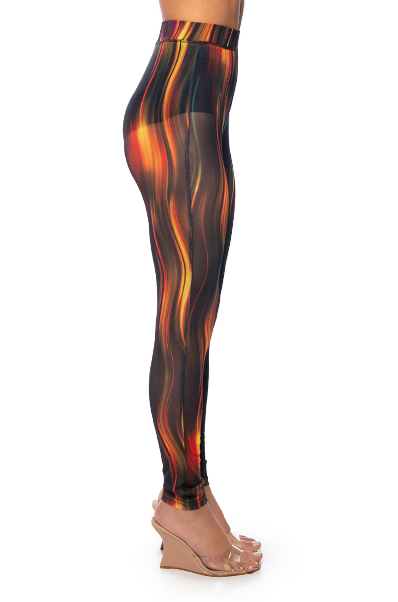 ELECTRIC FEVER RUCHED MESH LEGGING