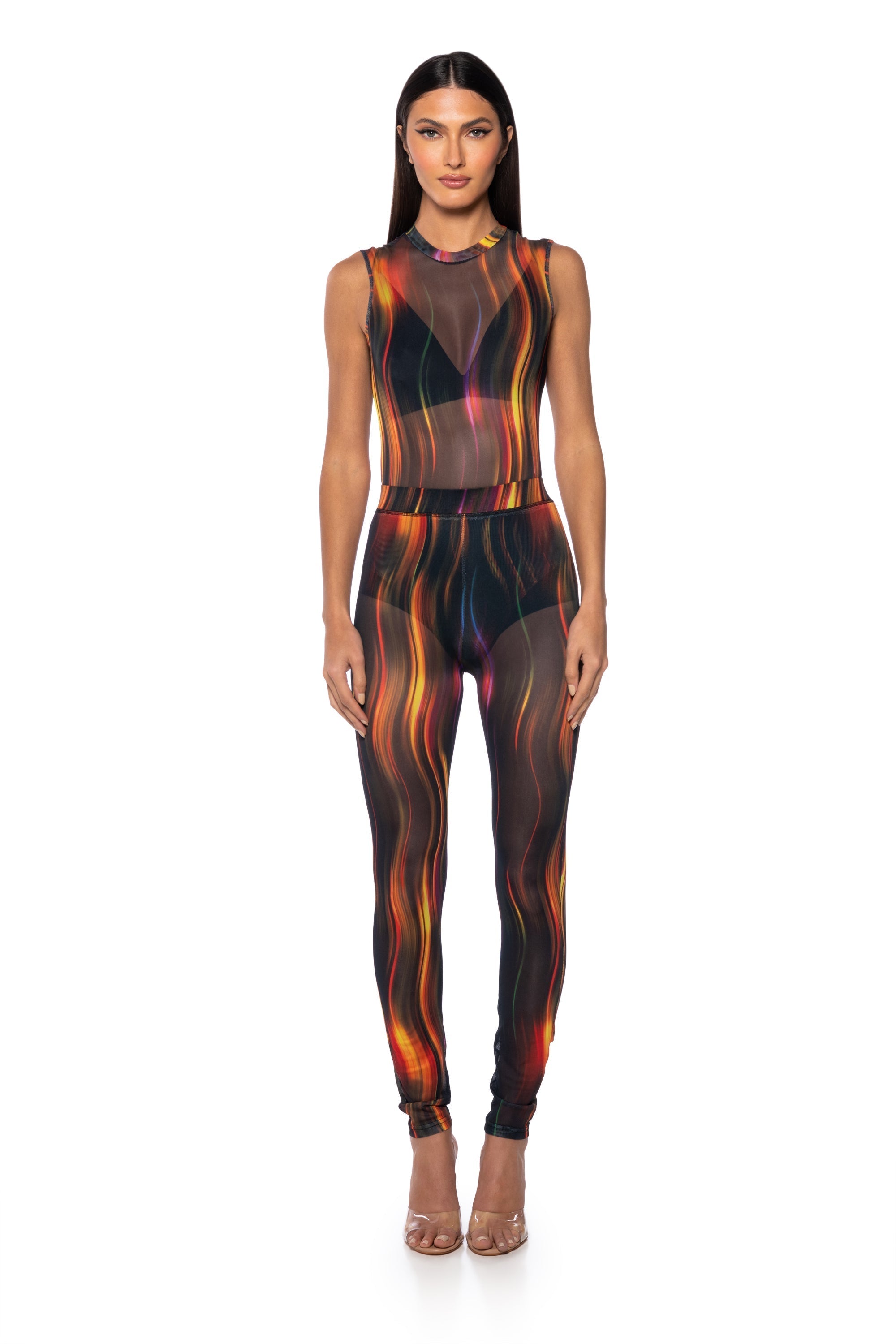 ELECTRIC FEVER RUCHED MESH LEGGING