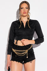 ELENA RUCHED PUFF SLEEVE BLOUSE