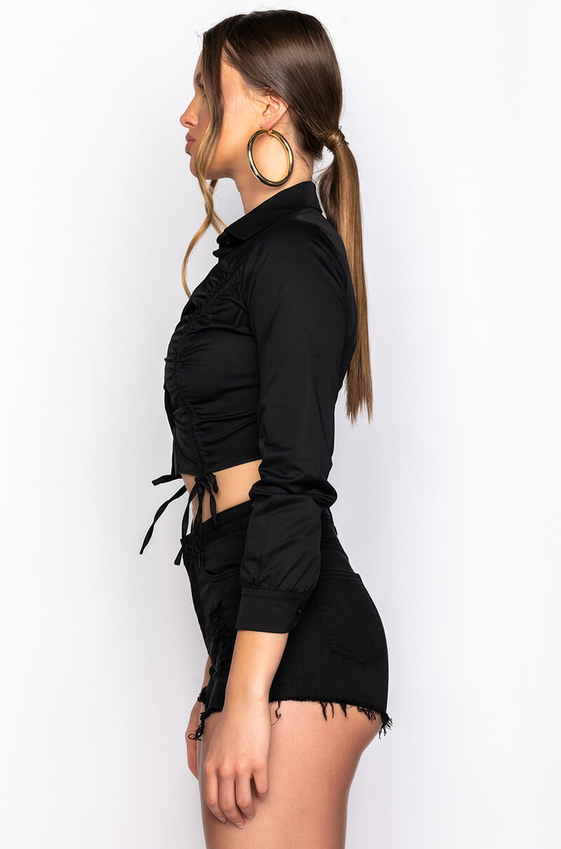 ELENA RUCHED PUFF SLEEVE BLOUSE