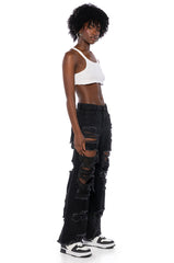 ELLA BELLA HIGH RISE WIDE LEG DISTRESSED JEANS