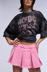 ELLA PLEATED DENIM MINI SKIRT IN PINK