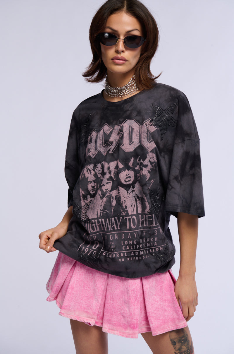 ELLA PLEATED DENIM MINI SKIRT IN PINK