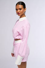 ELLA STRIPE TIE WAIST BUTTON DOWN BLOUSE
