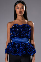 EMILIA FLORAL APPLIQUE STRAPLESS TOP