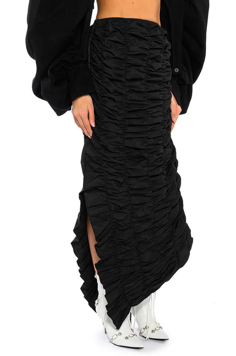 ENCORE SCRUNCHED SLIT MAXI SKIRT