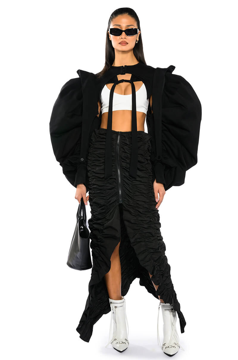 ENCORE SCRUNCHED SLIT MAXI SKIRT