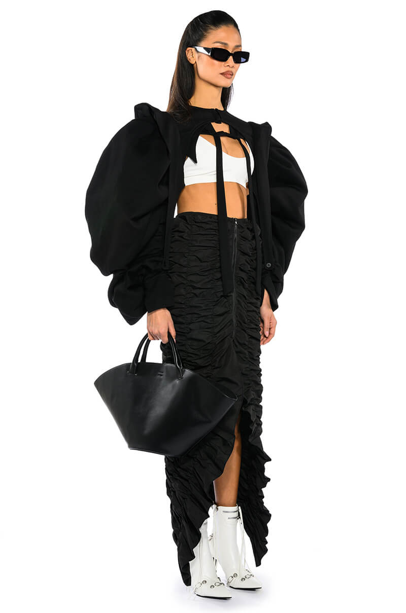 ENCORE SCRUNCHED SLIT MAXI SKIRT