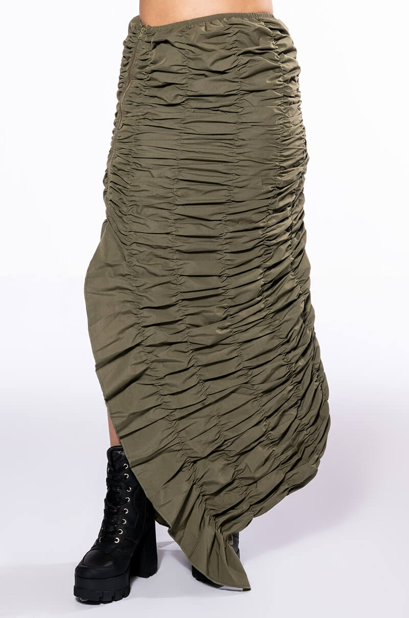 ENCORE SCRUNCHED SLIT MAXI SKIRT