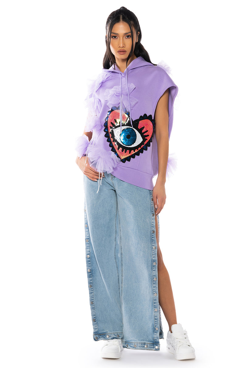 ENERGY EMBELLISHED SLEEVELESS SWEATSHIRT