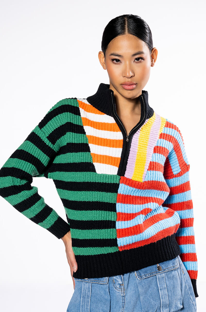 ENJOY TODAY QUARTER ZIP SWEATER