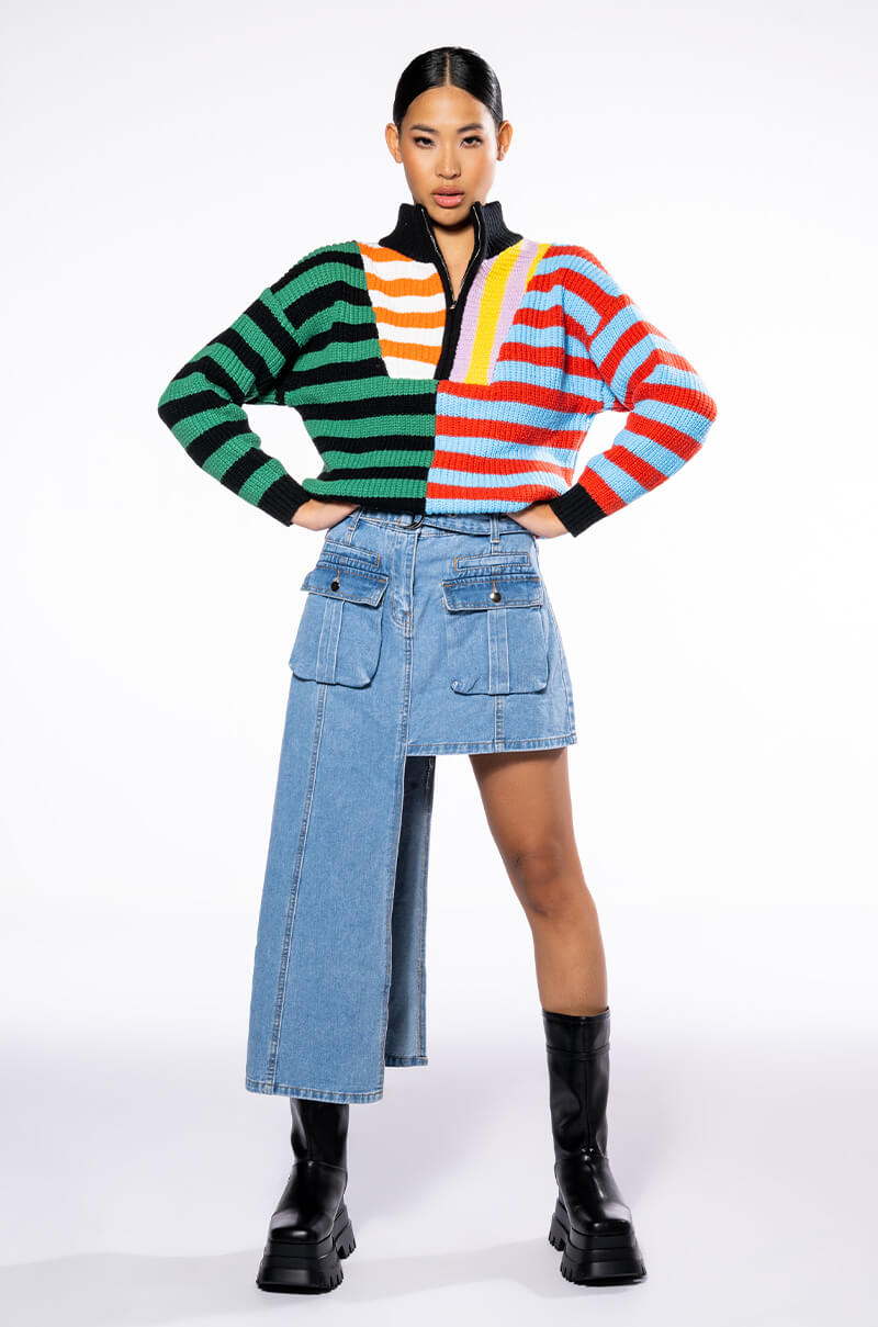 ENJOY TODAY QUARTER ZIP SWEATER