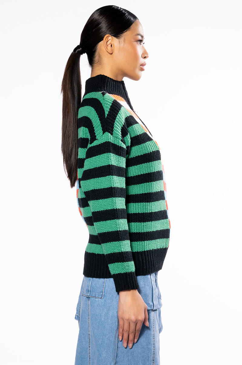 ENJOY TODAY QUARTER ZIP SWEATER