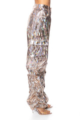 ENVISION ME RUCHED CARGO PANT IN GOLD