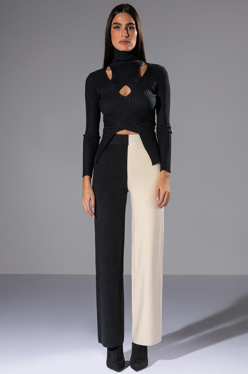 ENVY ME COLORBLOCKED KNIT WIDE LEG PANT