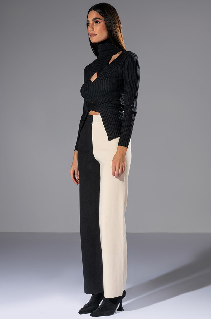 ENVY ME COLORBLOCKED KNIT WIDE LEG PANT