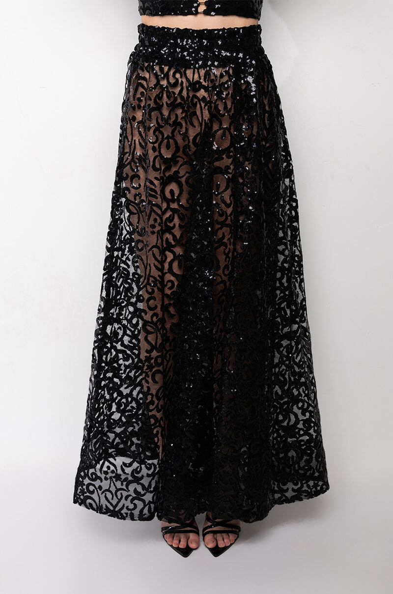 ESTELLE SEQUIN MAXI SKIRT
