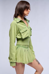EVERGREEN MINERAL WASH ZIP UP SWEATSHIRT