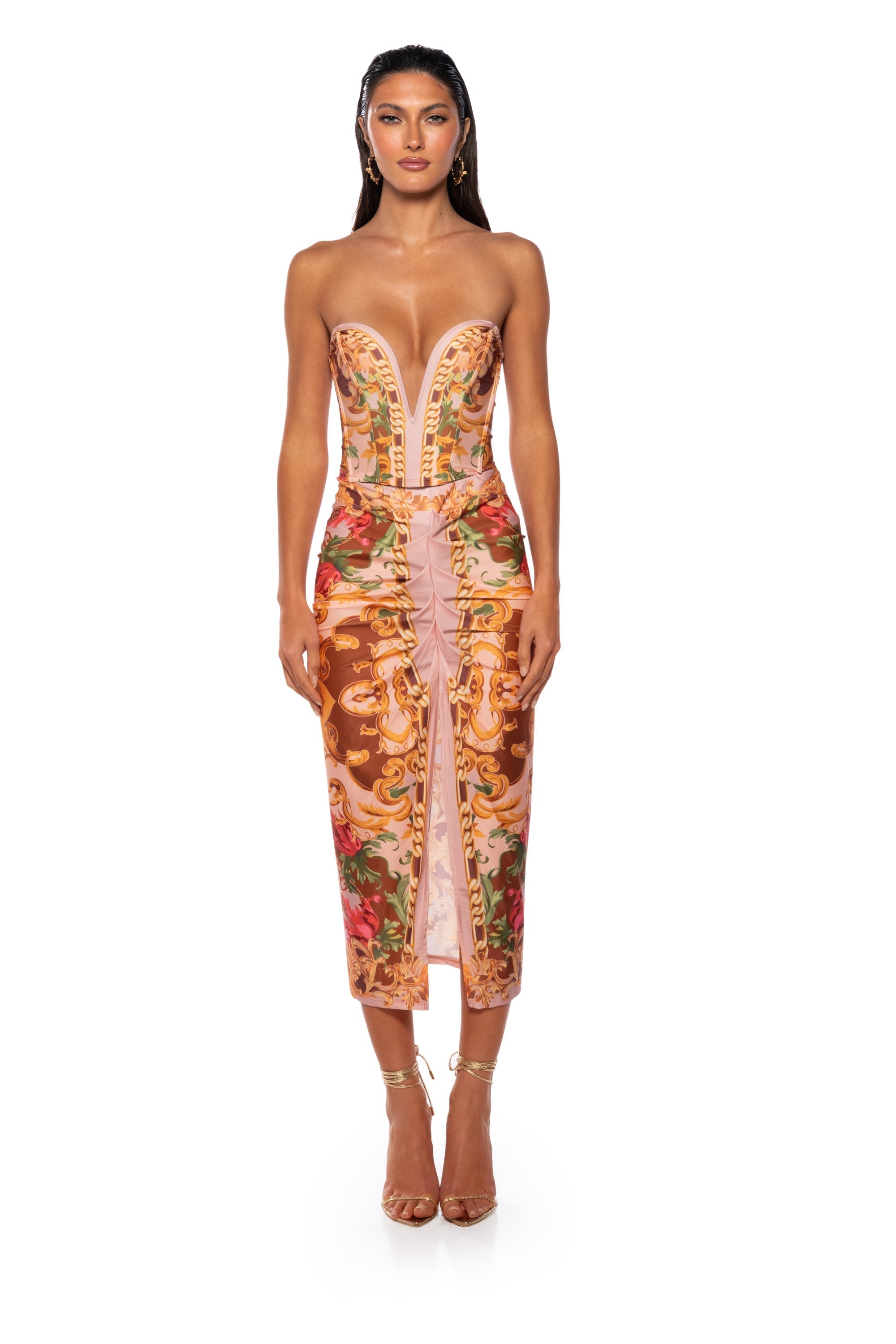 EVOLVE FRONT SLIT MIDI SKIRT
