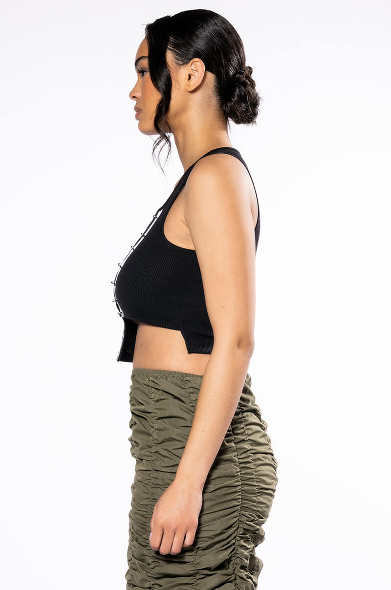 EXPENSIVE TASTE PIN DETAIL TOP