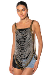 EXTRAVAGANT MIXED METAL BODY CHAIN TOP