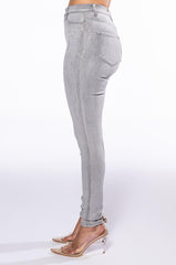 EXTREME STRETCH HIGH WAISTED SKINNY JEANS WITH RHINESTONES