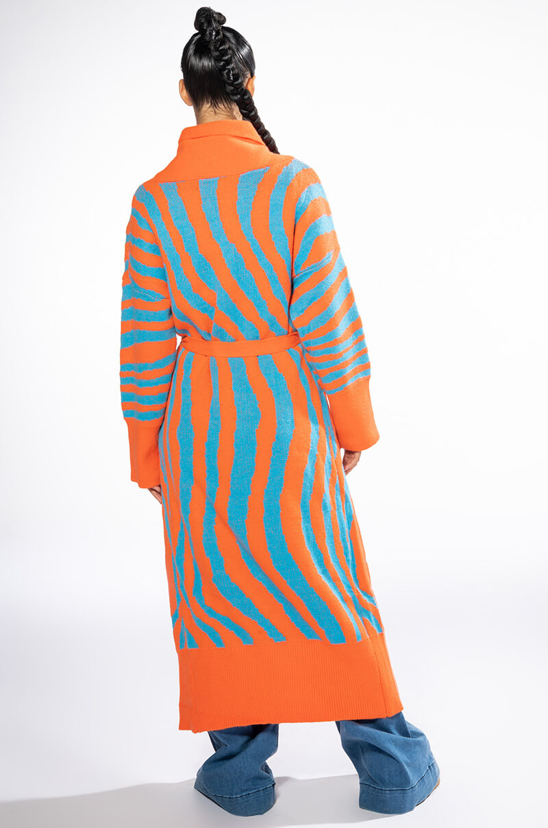 EYE OF THE TIGER LONG TIE CARDIGAN