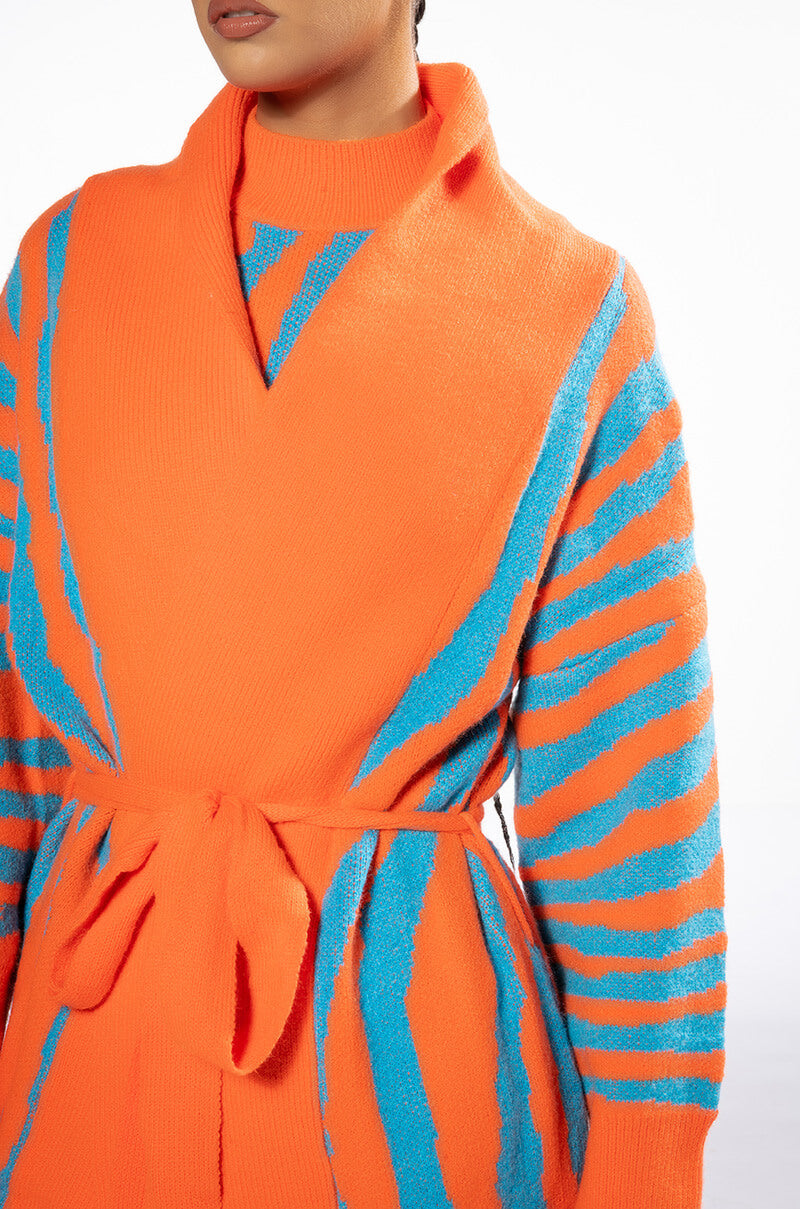 EYE OF THE TIGER LONG TIE CARDIGAN