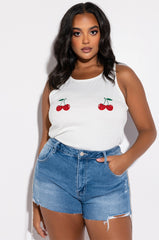 EYES UP HERE RHINESTONE TANK