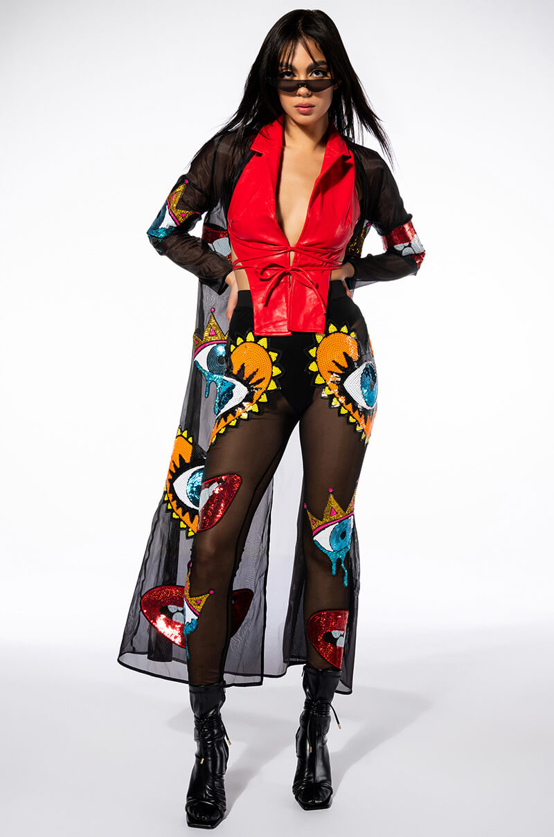 EYES WIDE SHUT SEQUIN MESH LEGGING
