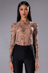 FACE TO FACE LONG SLEEVE MESH BODYSUIT