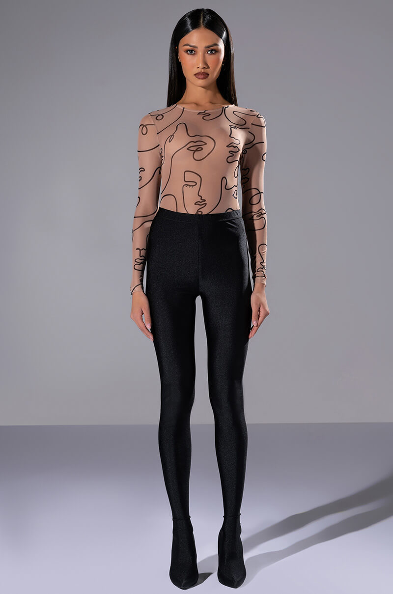 FACE TO FACE LONG SLEEVE MESH BODYSUIT