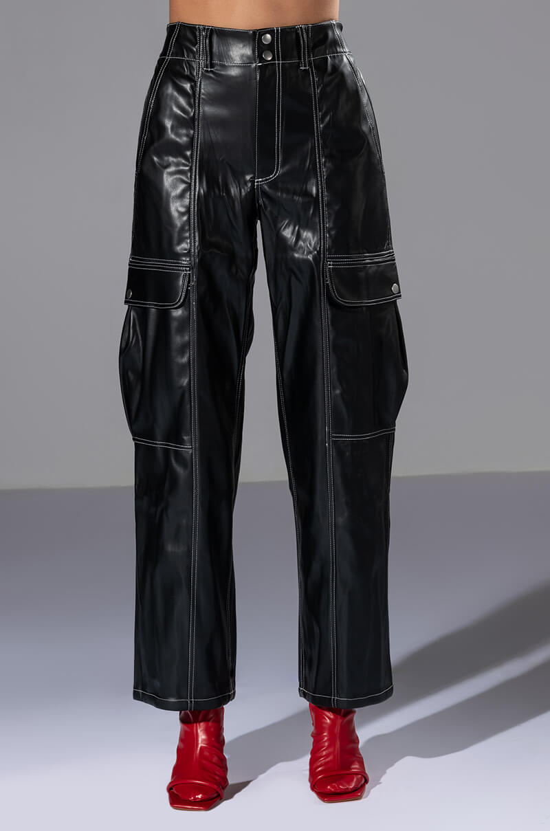 FASHIONABLY LATE FAUX LEATHER RELAXED FIT PANT