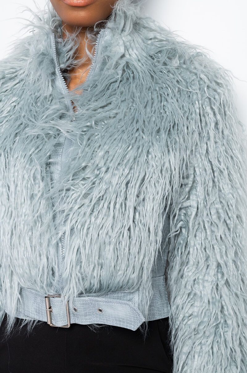 FAUX MOHAIR BOMBER JACKET