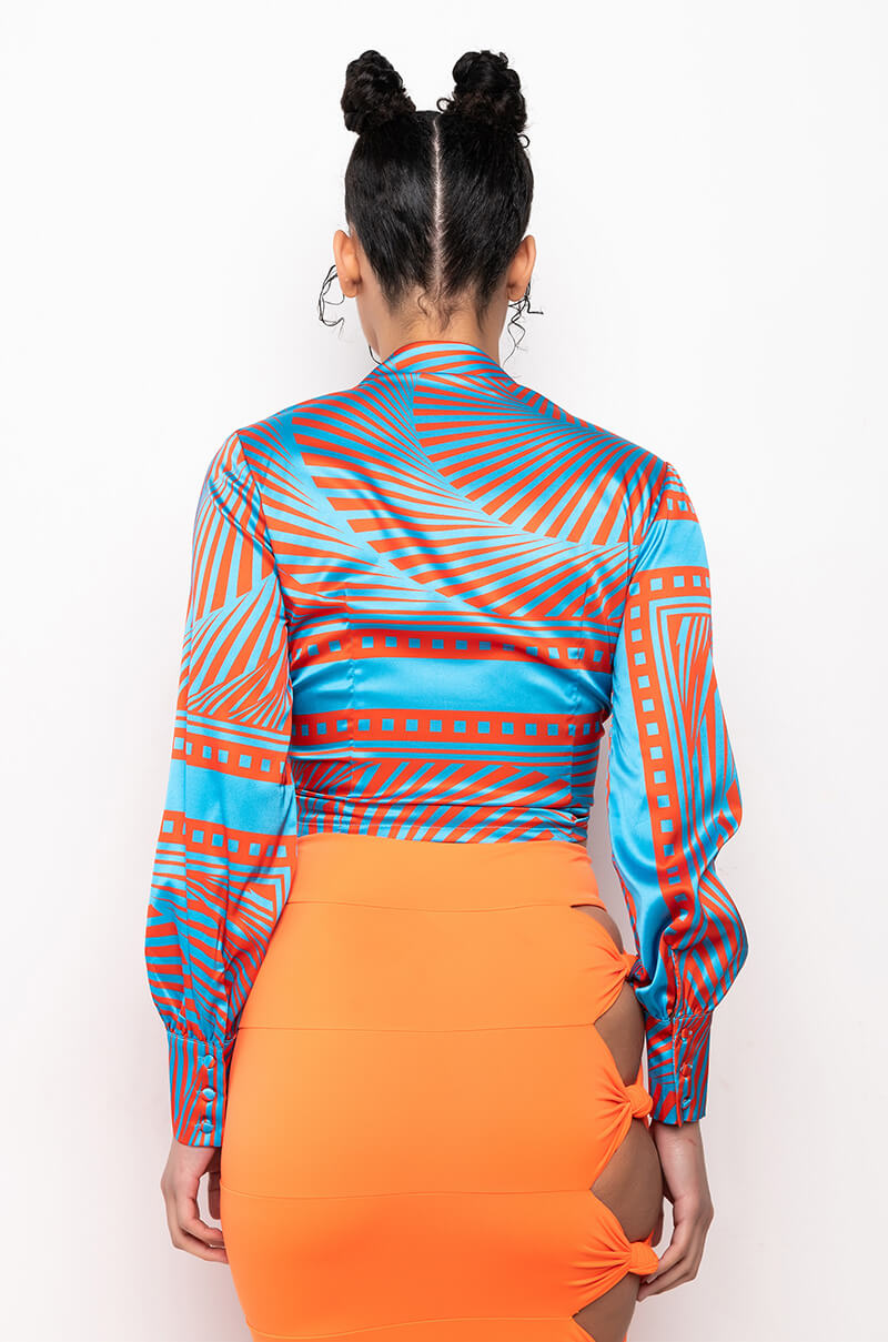 FEELING CHEEKY SATIN WRAP FRONT BLOUSE