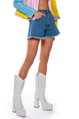 KAMILA FLOUNCY DENIM SHORT