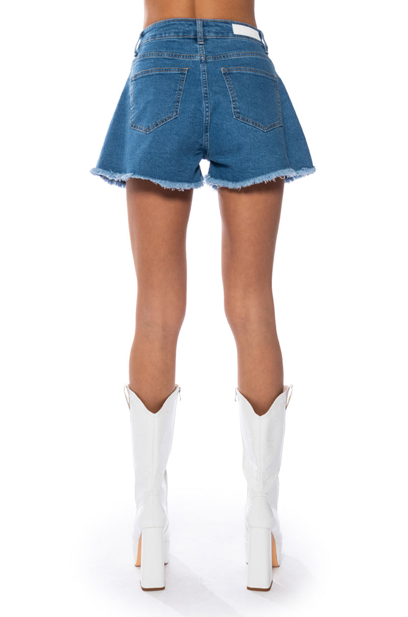 KAMILA FLOUNCY DENIM SHORT