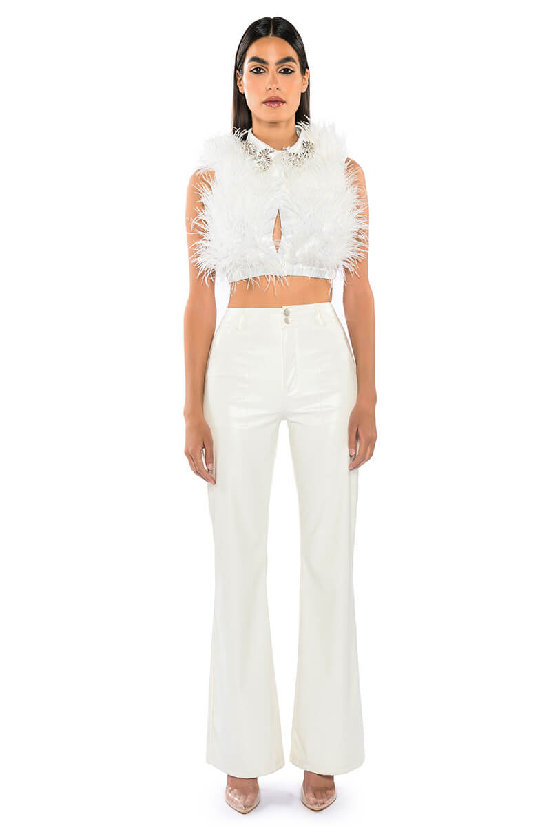 BASH ALL OVER FEATHER SLEEVELESS BLOUSE