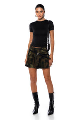 FELIX CAMO PLEATED MINI SKIRT