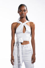 FIASCO SATIN HALTER CROP TOP