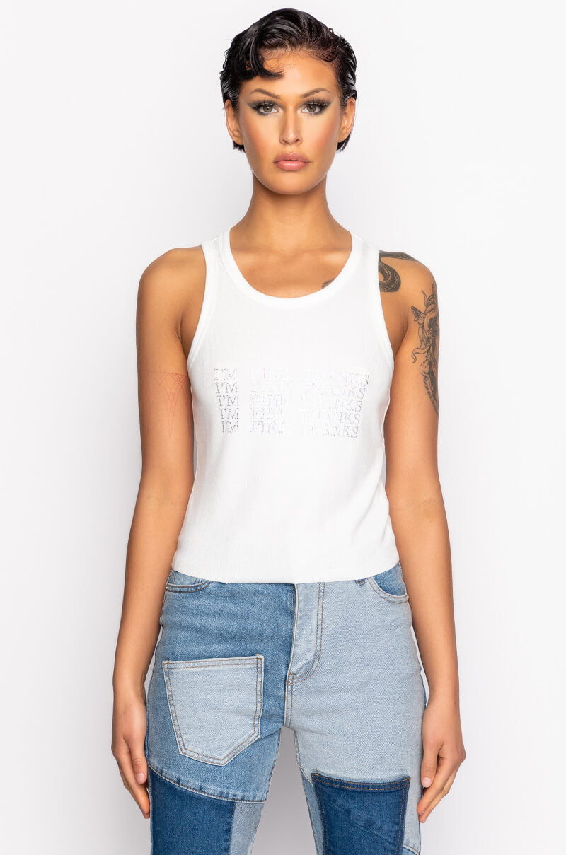 FINE THANKS RHINESTONE TANK