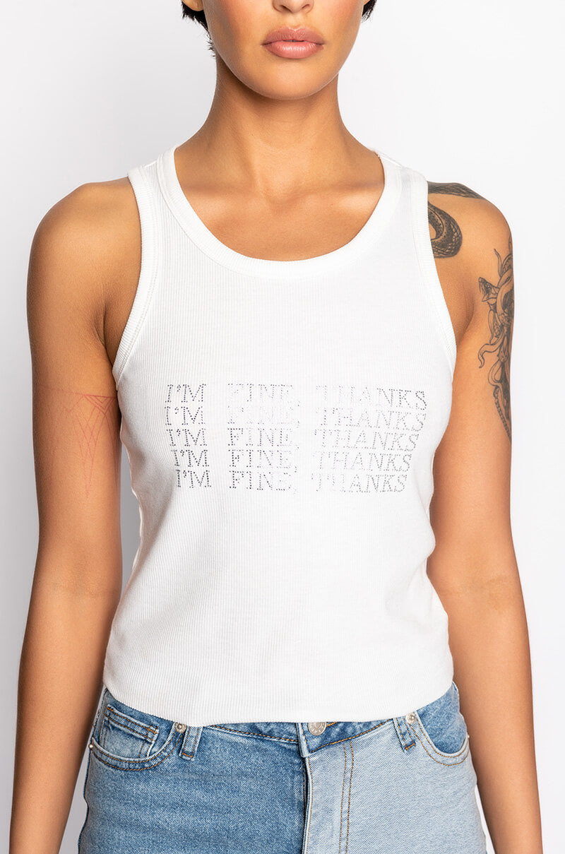FINE THANKS RHINESTONE TANK