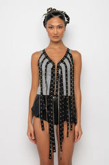 FINESSE EMBELLISHED FRINGED TANK TOP